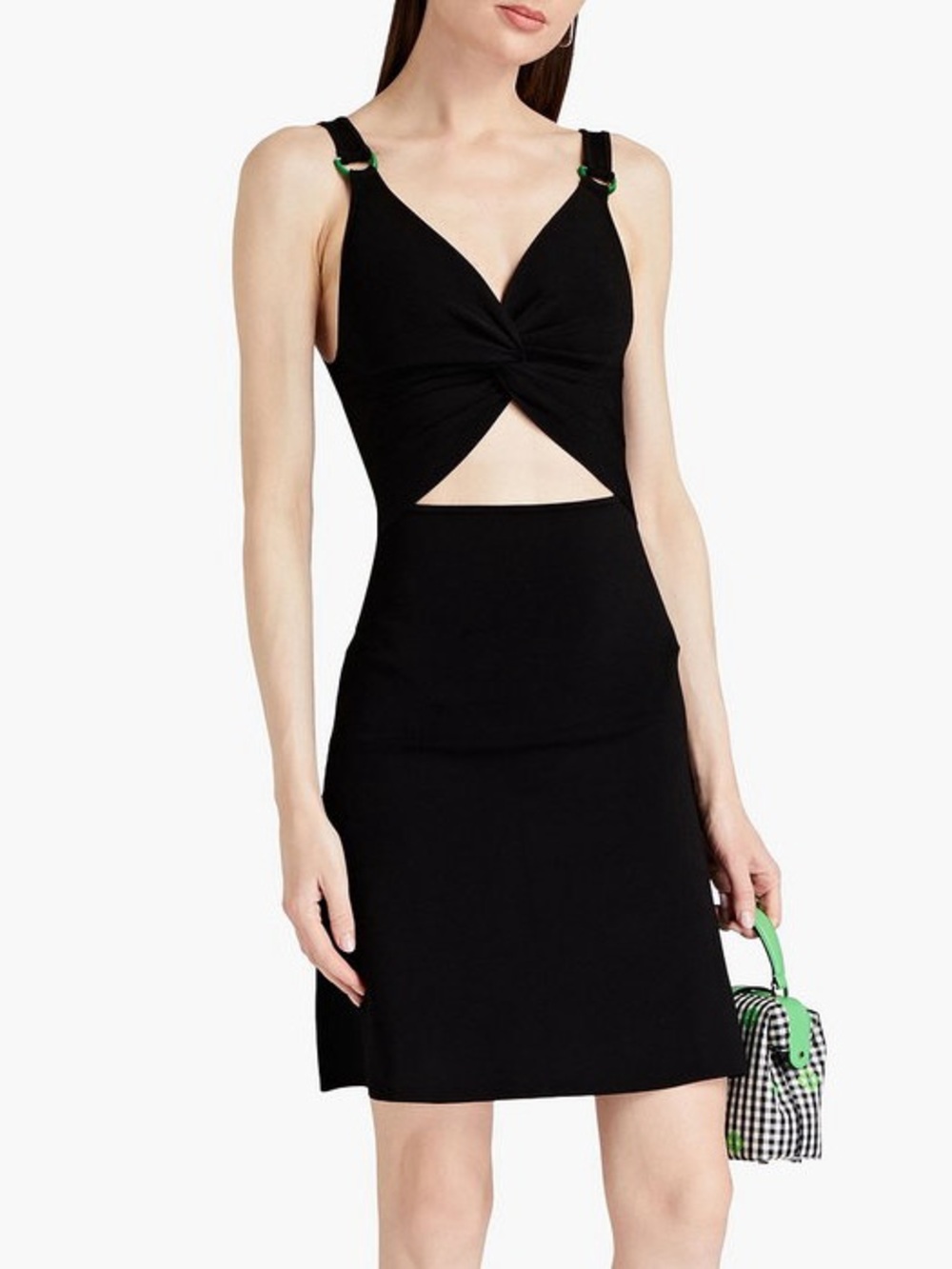 Sandro Black Stretch Knit Cutout Mini Dress Size 34